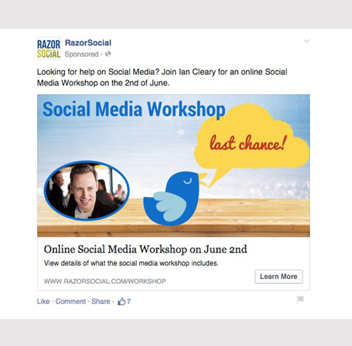 Example of facebook ad- jb-company-page-event-ad