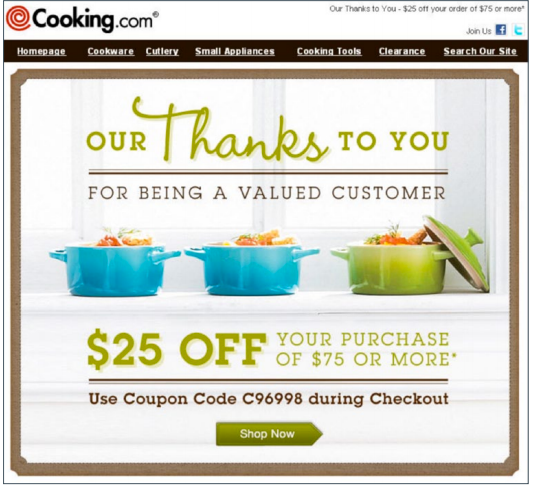 Coupons and discounts email