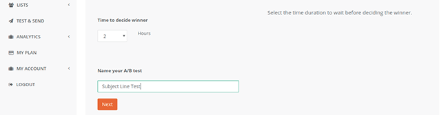 Setting the test duration